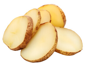 Beautiful Potato Slices on Isolated White Background