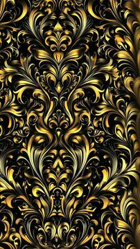 Ornate gold and black floral pattern showcasing intricate design elements for decorative use