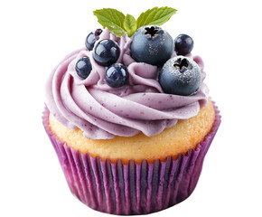 Blueberry Cheesecake Cupcake on Isolated White Background