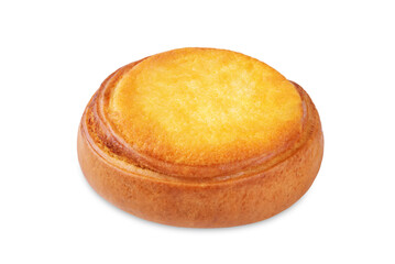 Vanilla cream cheese cake on a white isolated background