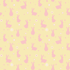 Easter bunny silhouettes seamless vector pattern