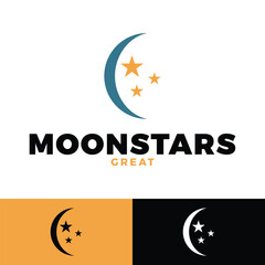 Obraz premium moon and stars icon logo design template