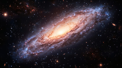 Fototapeta premium Galaxia espiral luminosa en el espacio profundo