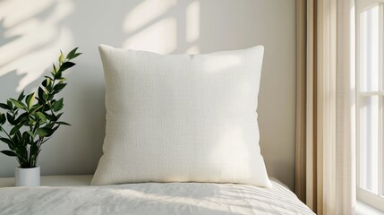 Cozy decorative pillow modern bedroom home decor bright natural light close-up view comfort and style for your space