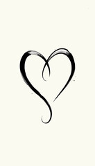 Elegant black heart illustration with smooth curves on a light background
