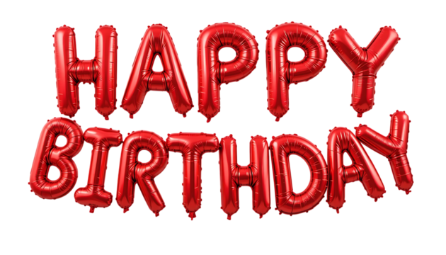 Red balloon text Happy Birthday