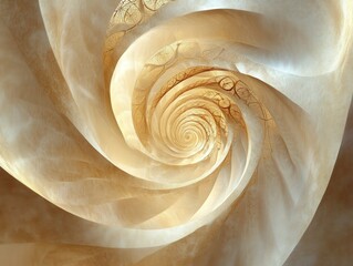 A sacred geometry spiral resembling the golden ratio in soft gold,