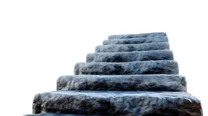 Stone steps leading upward against a backdrop of blue sky and clouds offering inspiration 