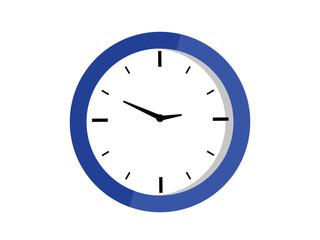 Flat design illustration of a blue clock, symbolizing time management, punctuality, or scheduling.