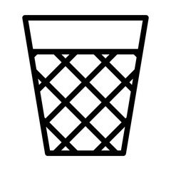 Illustration of a black trash can icon on a white background