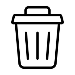 Illustration of a black trash can icon on a white background