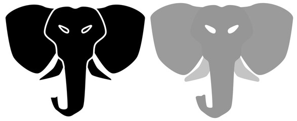 elephant head icon, simple flat style, illustration, logo sign symbol pictogram template, for ui or ux isolated on white for mobile app, editable