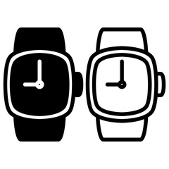 watch icon, simple flat style, illustration, logo sign symbol pictogram template, for ui or ux isolated on white for mobile app, editable