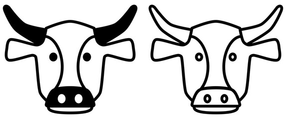 cow head icon, simple flat style, illustration, logo sign symbol pictogram template, for ui or ux isolated on white for mobile app, editable