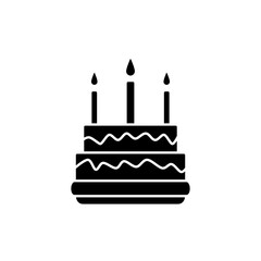 birthday cake icon, simple flat style, illustration, logo sign symbol pictogram template, for ui or ux isolated on white for mobile app, editable