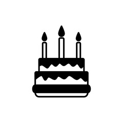 birthday cake icon, simple flat style, illustration, logo sign symbol pictogram template, for ui or ux isolated on white for mobile app, editable