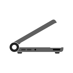 laptop icon from the side, simple flat style, illustration, logo sign symbol pictogram template, for ui or ux isolated on white for mobile app, editable