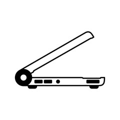 laptop icon from the side, simple flat style, illustration, logo sign symbol pictogram template, for ui or ux isolated on white for mobile app, editable