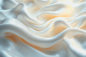 Obraz premium Pure white fabric with a luxurious ivory silk finish under soft light creating a sense of elegance and quality