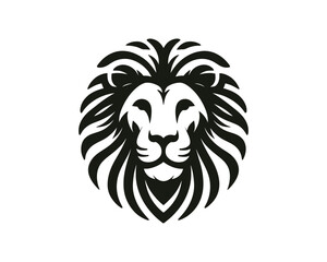 Lion head mascot icon vector illustration. black and white lion logo design template