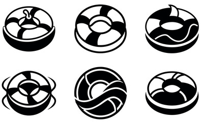 Simple Black and White Pool Float Icons