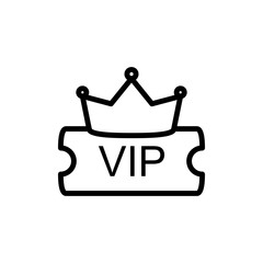 vip ticket icon with crown, simple flat style, illustration, logo sign symbol pictogram template, for ui or ux isolated on white for mobile app, editable