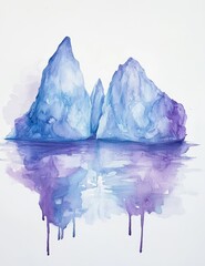 Obraz premium Vibrant Abstract Watercolor Blobs and Iceberg Forms with Soft Dripping Outlines