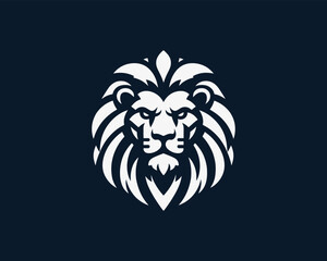 Lion head mascot icon vector illustration. Lion black and white logo design