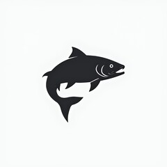 Fototapeta premium Stylized black fish illustration on a minimalistic background.