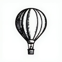 Obraz premium A beautiful black and white illustration of a hot air balloon in flight.