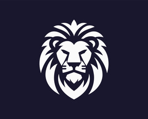 Lion head mascot icon vector illustration. black and white lion logo design template