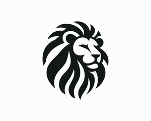 Lion head mascot icon vector illustration. black and white lion logo design template