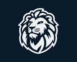 Lion head mascot icon vector illustration. Lion black and white logo design