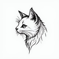 Obraz premium Elegant black and white illustration of a cat's profile.