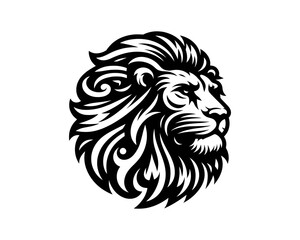 Lion head mascot icon vector illustration. black and white lion logo design template