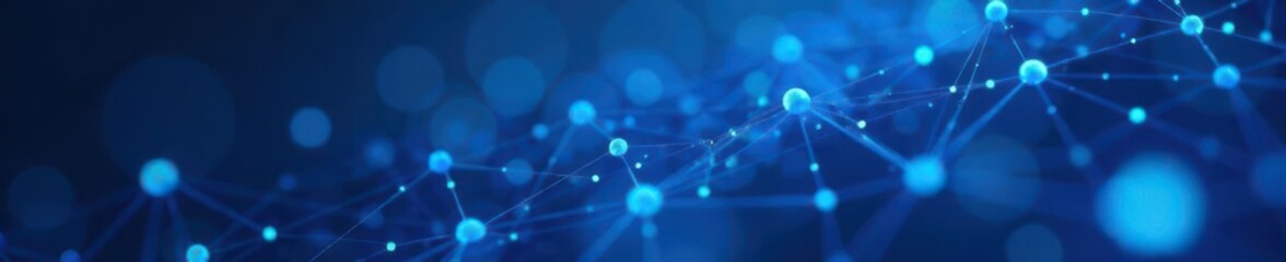 Abstract blue polygonal network, glowing nodes , edge, illustration, connection