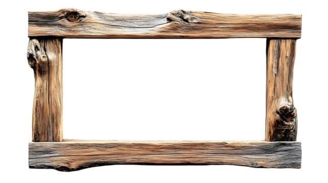 Wooden picture frame Old rustic wooden frame isolated on white background 