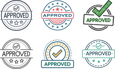 Approved Stamp Sign Icon with Checklist – Vector Outline Design