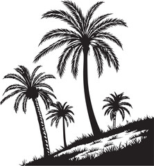 black silhouette of palm trees, palm trees vector isolated on white background