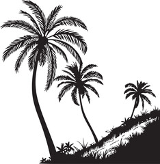 black silhouette of palm trees, palm trees vector isolated on white background
