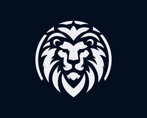 Lion Logo Design Vector Template. Elegant Lion Head Icon in Black and White Illustration.