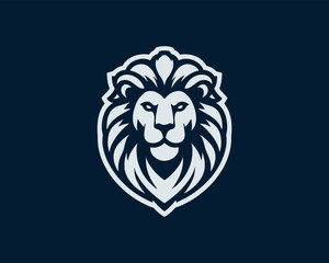 Lion Logo Design Vector Template. Elegant Lion Head Icon in Black and White Illustration.