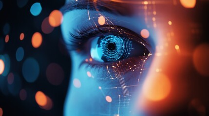 A researcher optimizing AI algorithms for automated surveillance systems, futuristic security center with live real-time monitoring data, High-tech style