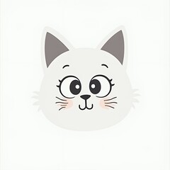Obraz premium Cute cartoon cat face with big eyes and playful expressions.
