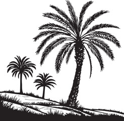 black silhouette of palm trees, palm trees vector isolated on white background