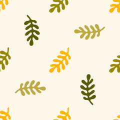 Scattered Autumn Leaves. Seamless pattern background ideal for wrapping paper, fabric, textile etc.