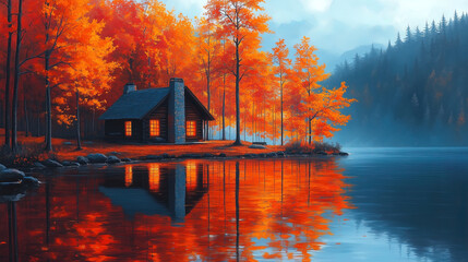 Fototapeta premium Autumn Lake Light