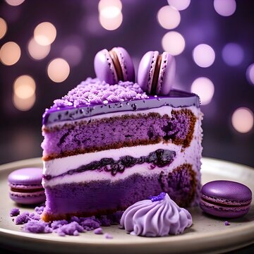 A slice of delicious ubee cake