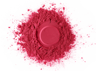 Pile of acai powder in shpe circle, isolated on white background, top view