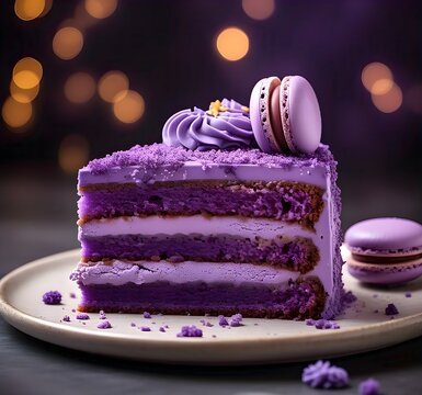 A slice of delicious ubee cake